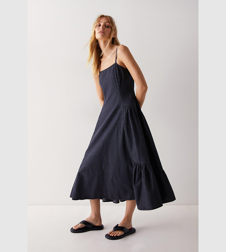 Warehouse chambray hot sale midi dress