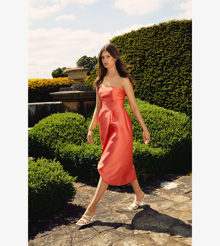 Warehouse coral midi dress top
