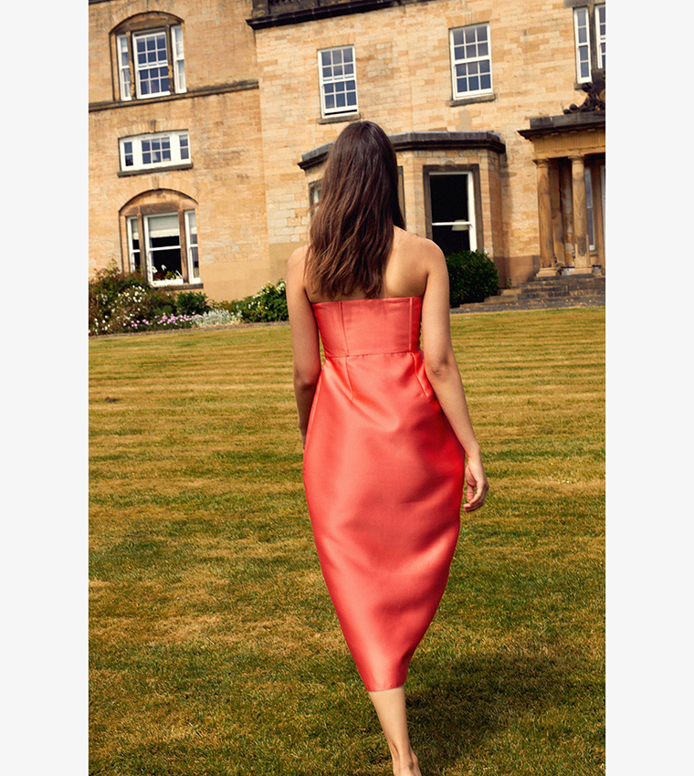 Warehouse coral midi dress hotsell