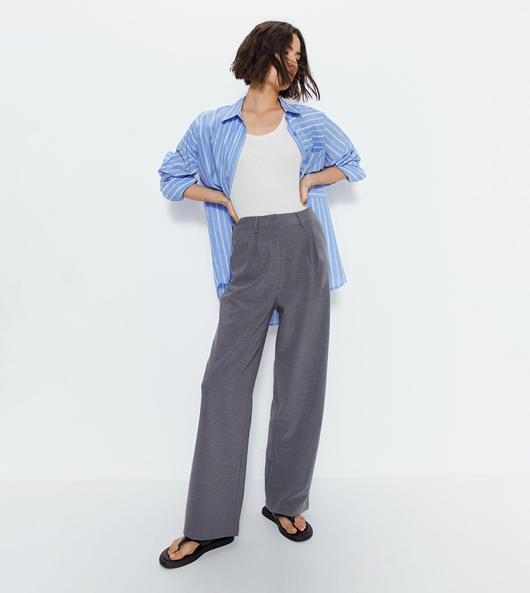 Wide leg on sale grey trousers