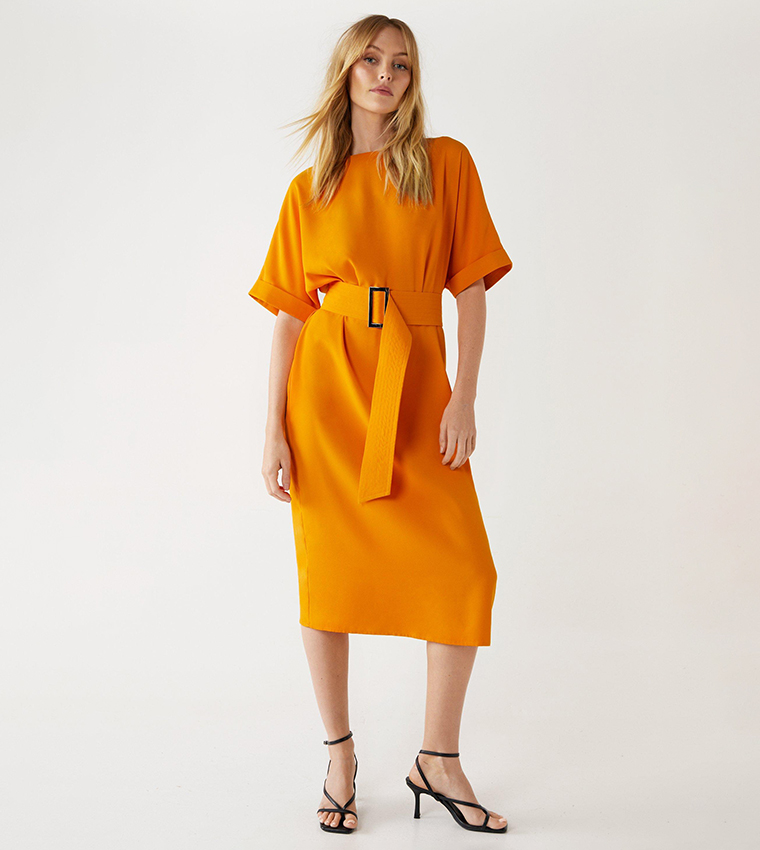 Warehouse short clearance sleeve midi dress