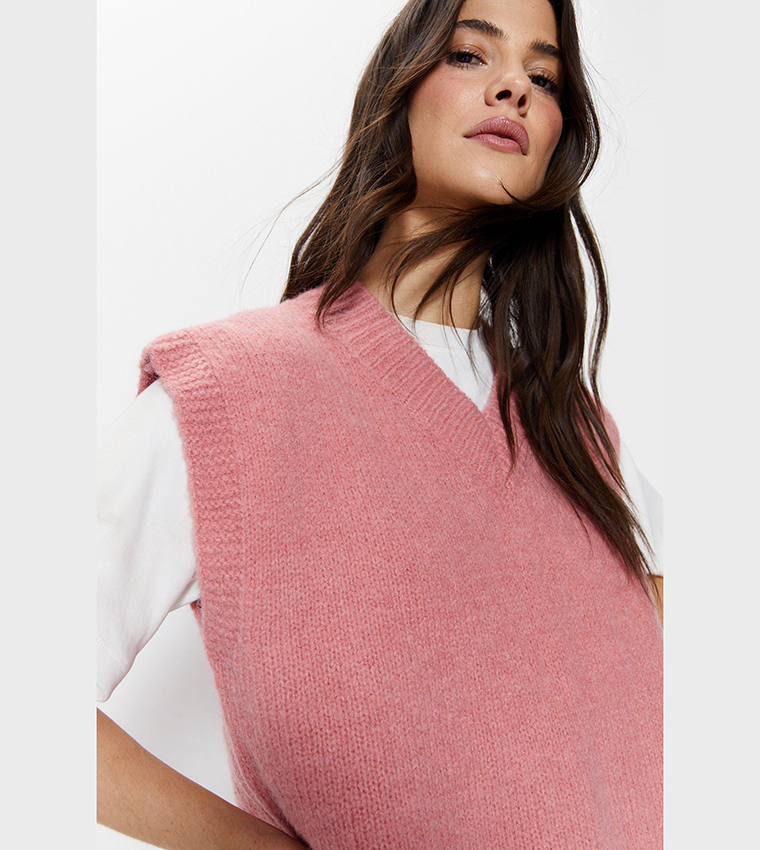 Buy Warehouse Knitted Sweater Vest In Pink 6thStreet UAE