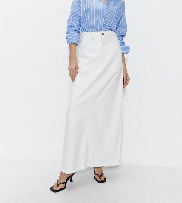 Warehouse a line denim clearance skirt