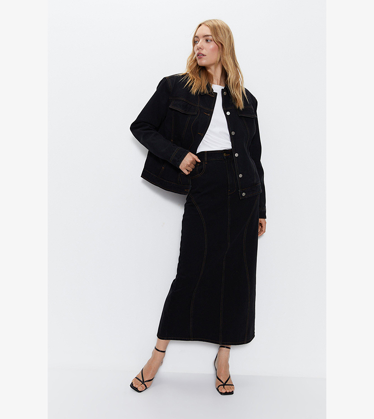 Buy Warehouse Panelled Denim Jacket In Black 6thStreet Qatar