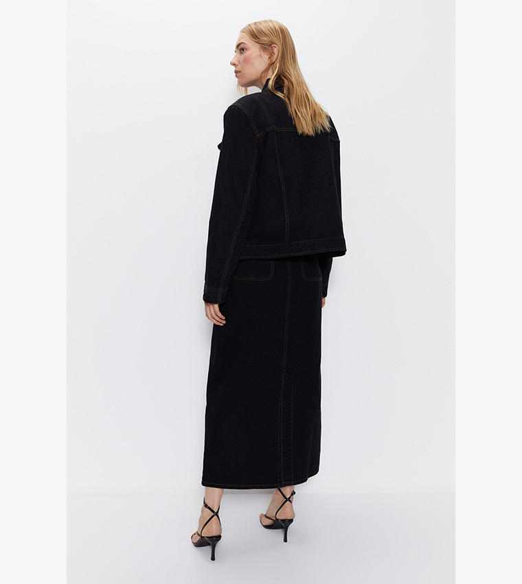 Buy Warehouse Panelled Denim Jacket In Black 6thStreet Qatar