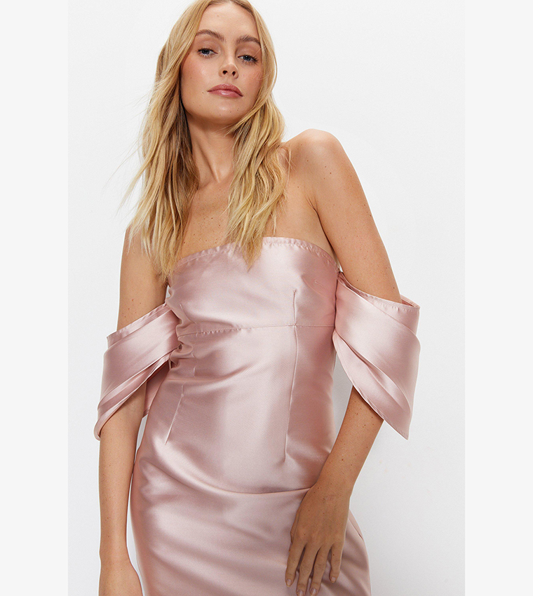 Warehouse satin best sale ruffle dress