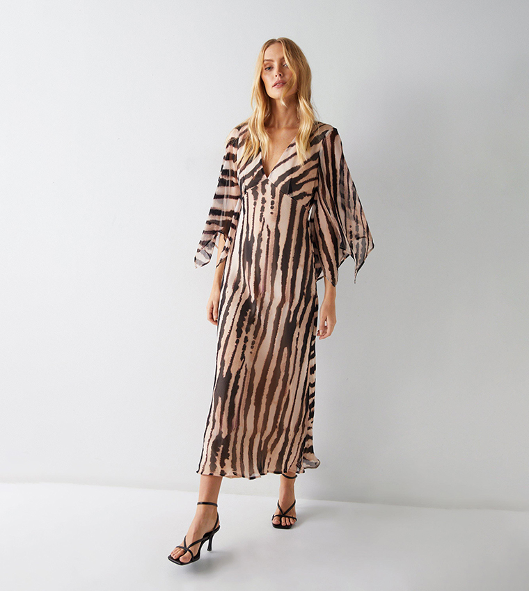 Warehouse animal best sale print midi dress