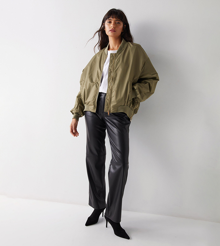 Oversized khaki shop bomber jacket