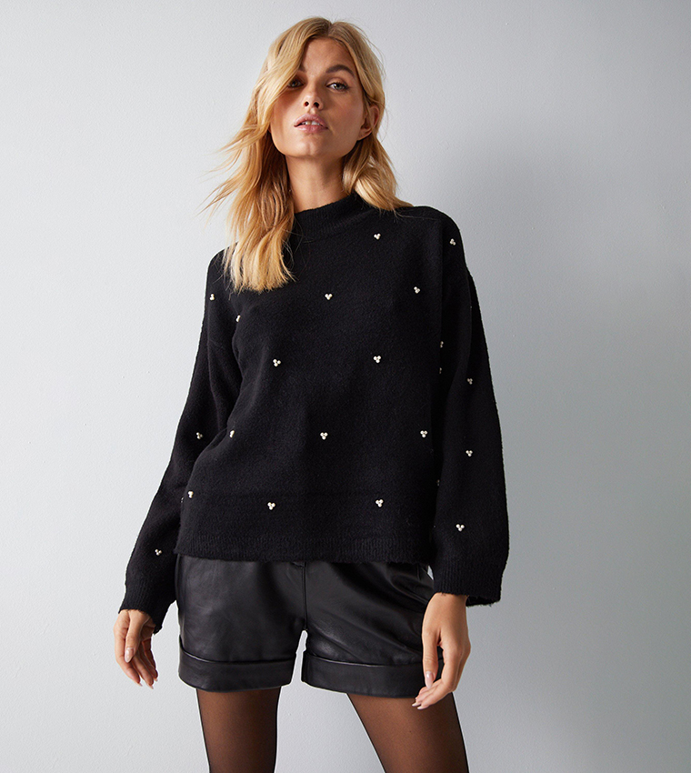 Warehouse diamante clearance embellished jumper