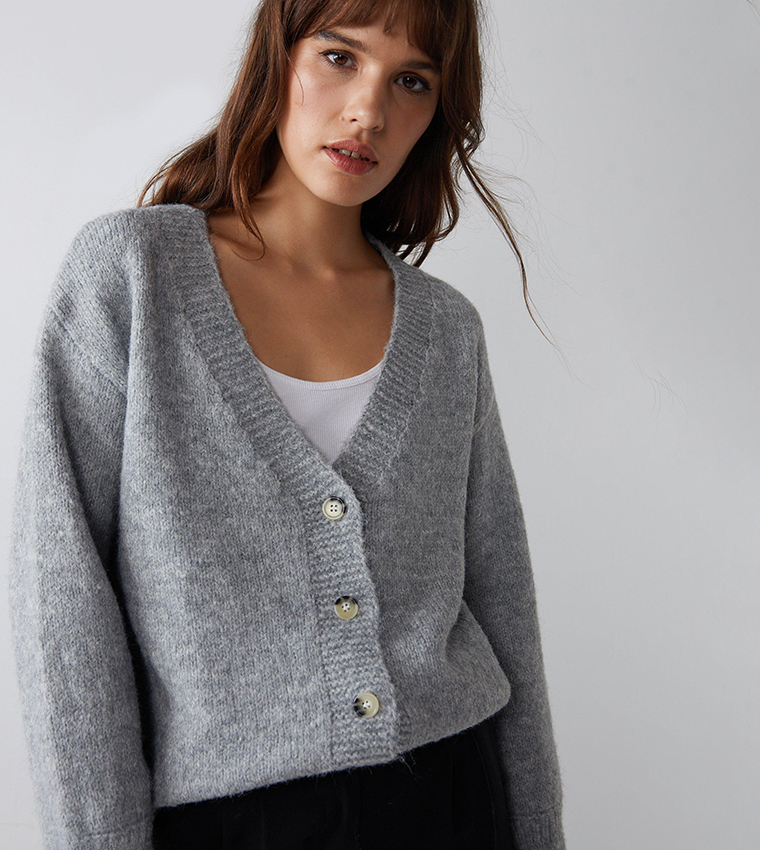 Oversized gray outlet cardigan sweater