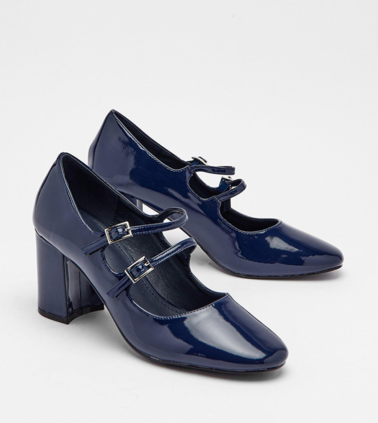 Buy Warehouse Patent Double Strap Mary Janes Shoes In Blue 6thStreet
