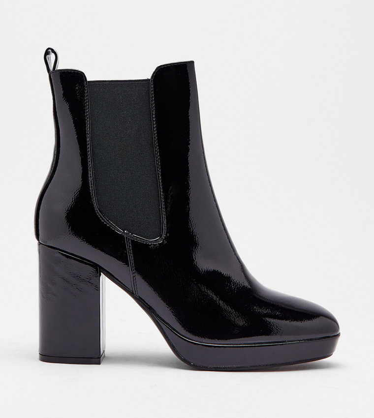 Patent heeled chelsea clearance boots