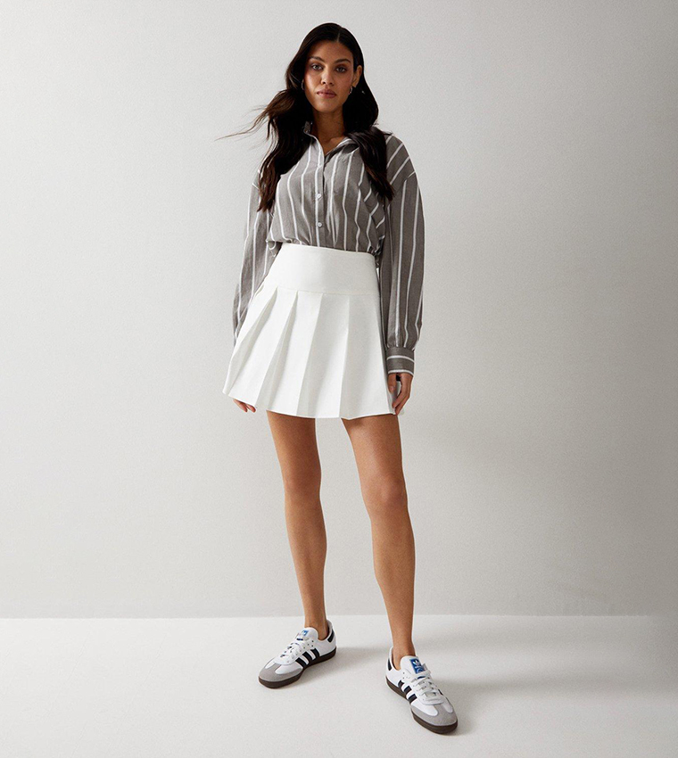 Buy Warehouse Premium Tailored Pleated Mini Skirt In Ivory