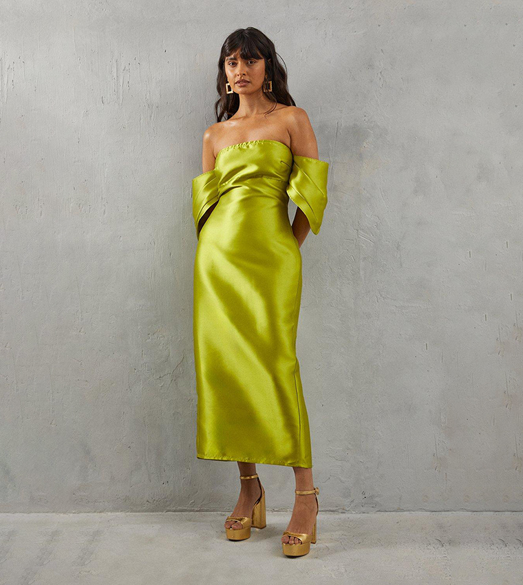 warehouse yellow pleated midi dress warehouse yellow pleated midi dress