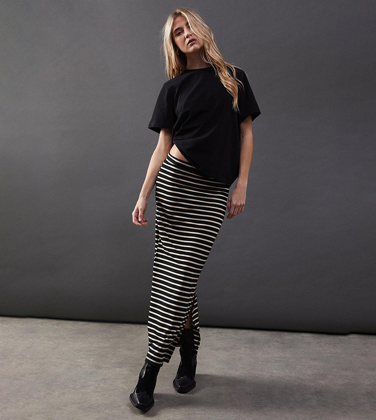 Long striped jersey skirt sale