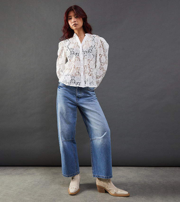Lace Puff Long Sleeves Shirt