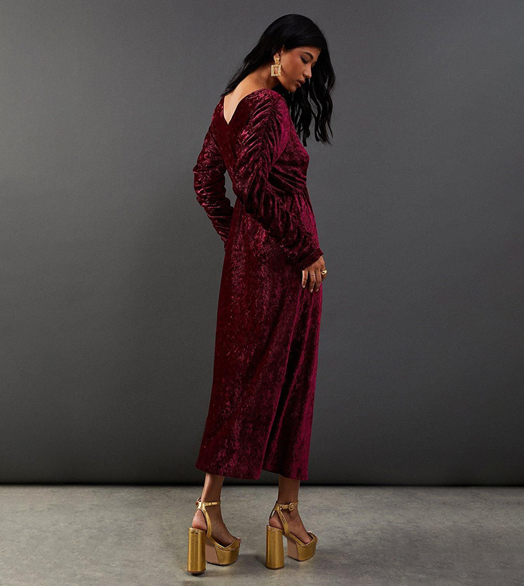 burgundy batwing dress Plus Size Burgundy Plissé Batwing Maxi Dress
