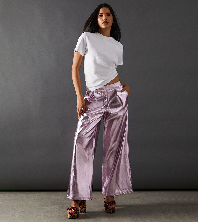 بنطال واسع بخصر متوسط