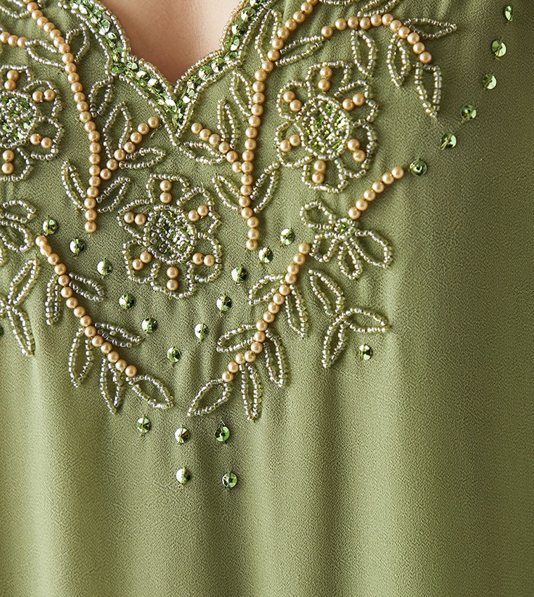 Chiffon Sequined Mini Smock Dress