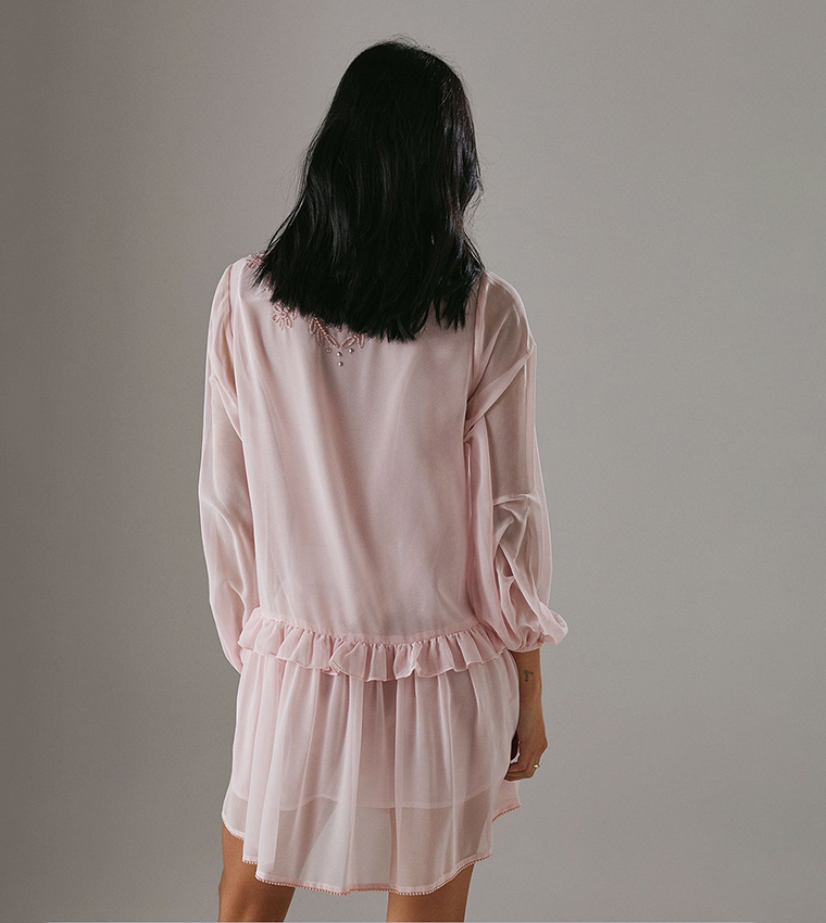 Chiffon Sequined Mini Smock Dress