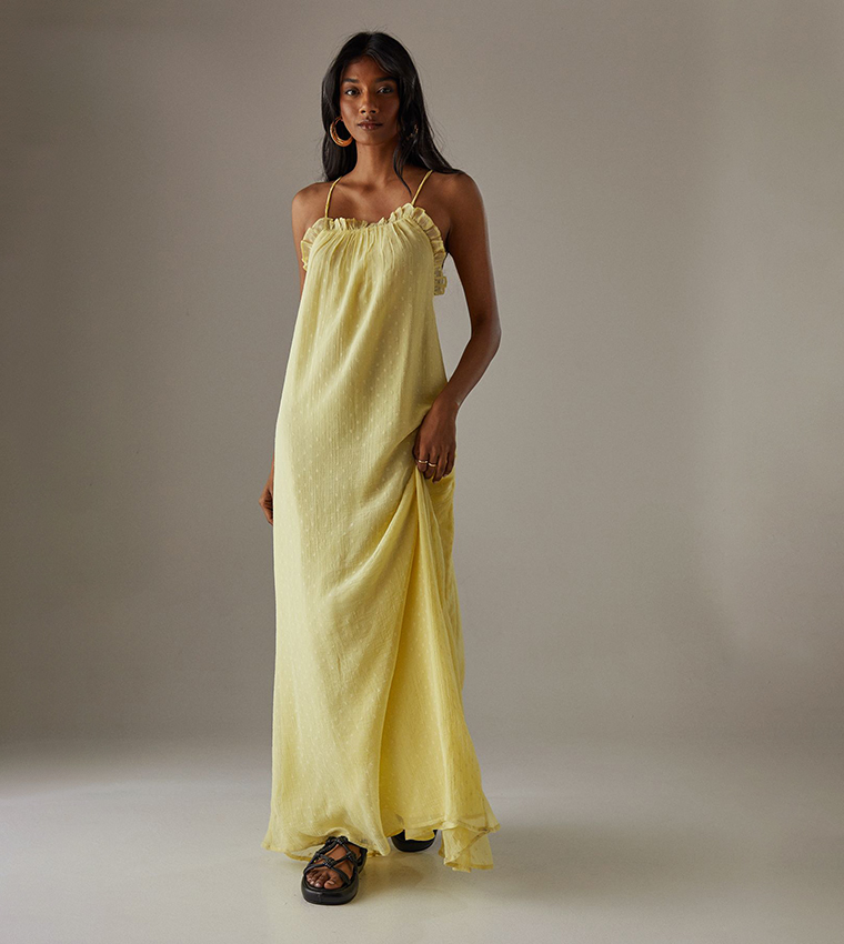 yellow loft dress Maxi Size M The Clothing measured from a size 8/M Warehouse Lemon Linen Dress Linen