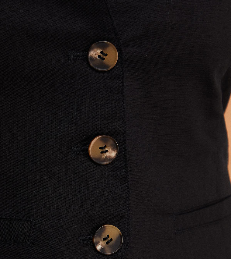 Buy Warehouse Linen Halterneck Waistcoat Co Ord Set In Black