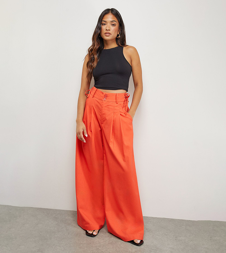 Petite Linen Blend Tailored Trousers