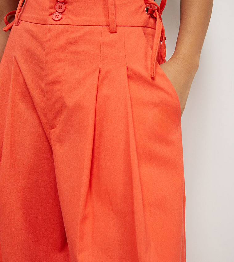 Petite Linen Blend Tailored Trousers