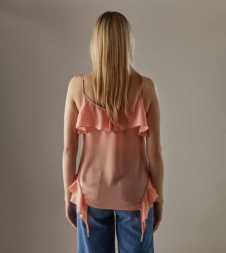 Chiffon Ruffle Tendril Hem Cami Top