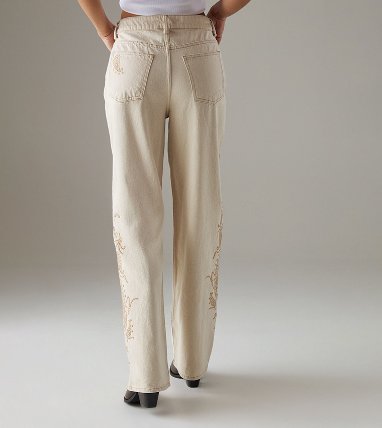 Embroidered Dad Fit Jeans