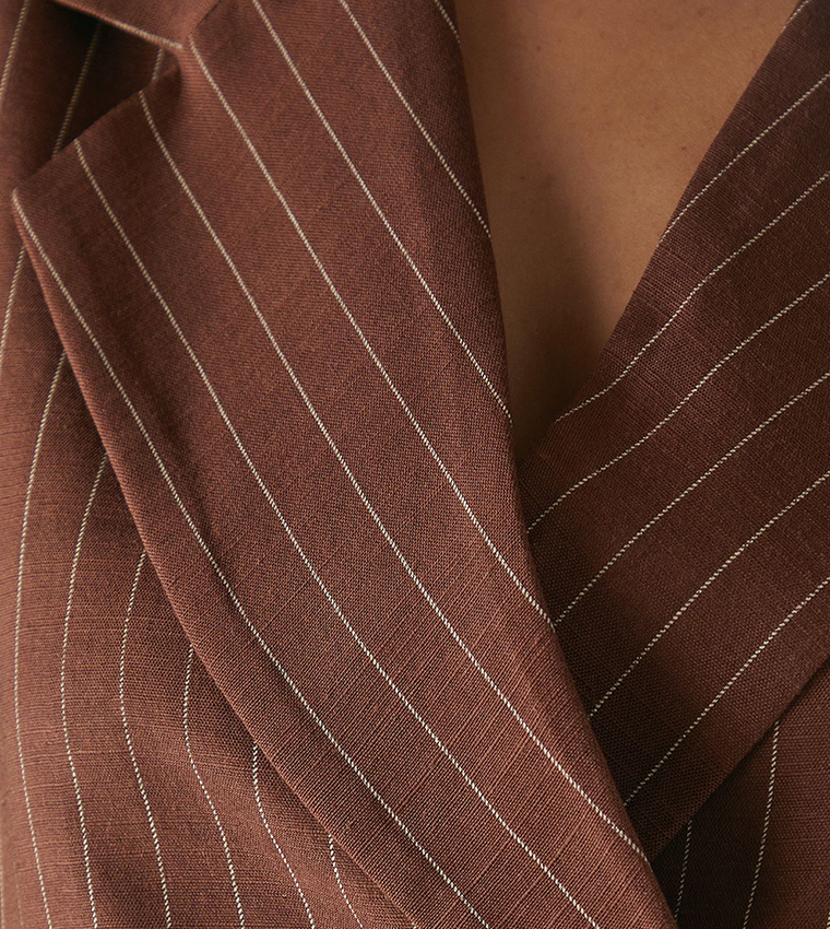 Linen Look Pinstriped Blazer