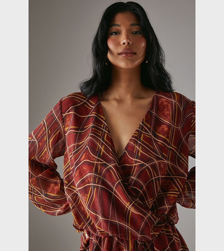 Chiffon Wrap Drop Waist Mini Dress