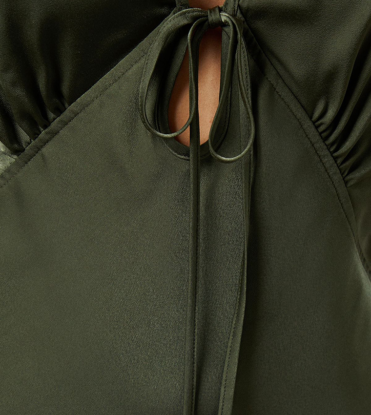 Satin Strappy Tie Front Maxi Slip Dress