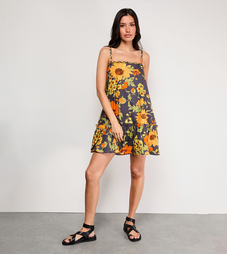Poplin Plaited Strap Mini Dress