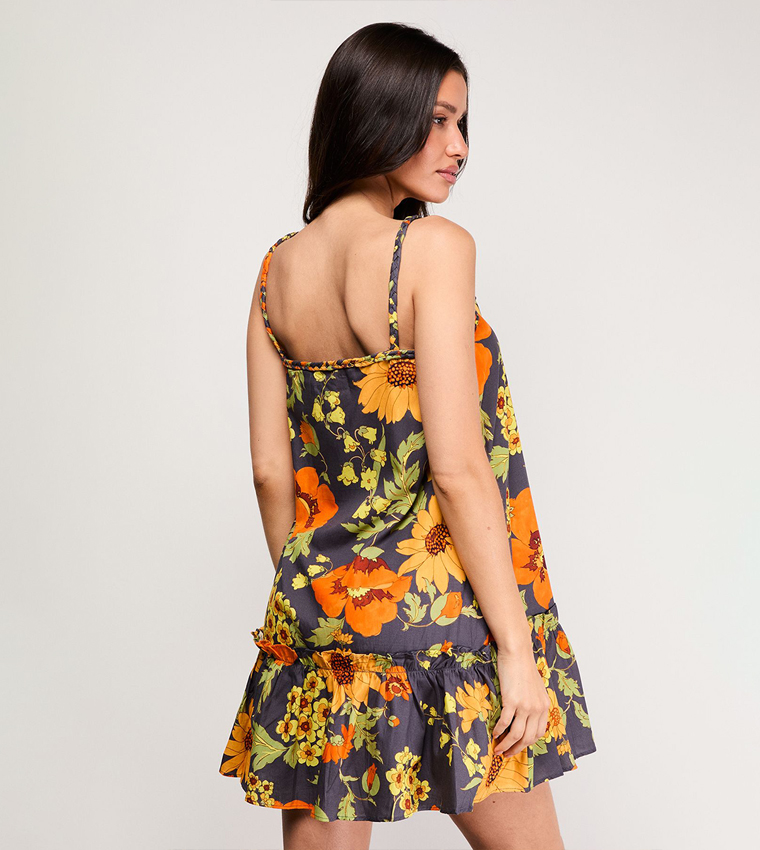 Poplin Plaited Strap Mini Dress