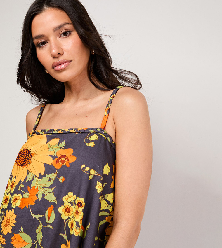 Poplin Plaited Strap Mini Dress