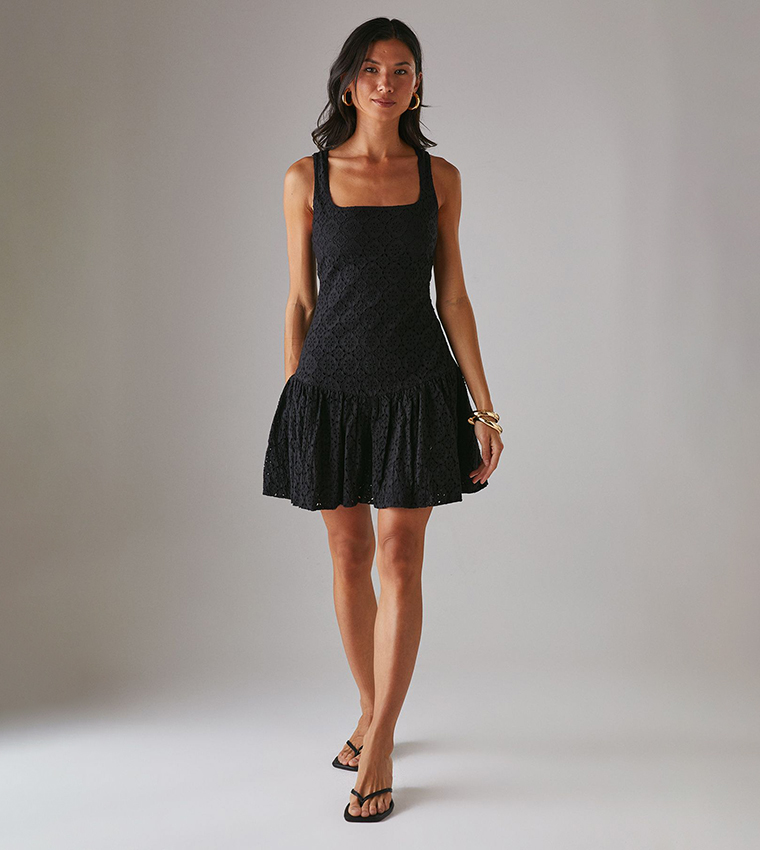 Broderie Puff Ball Mini Dress