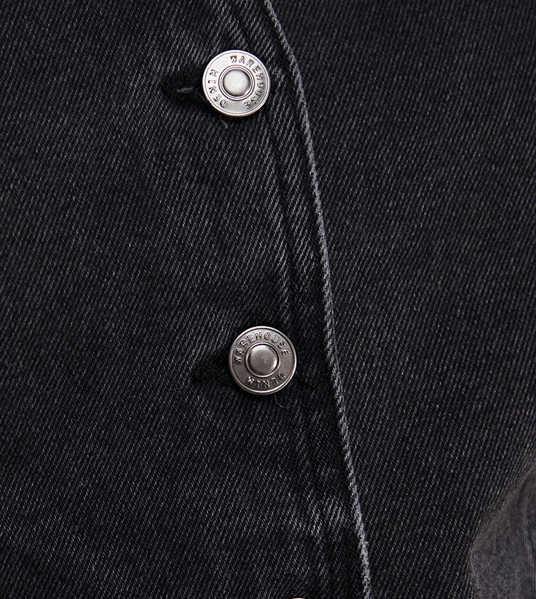 Nipped Waist Balloon Sleeves Denim Jacket