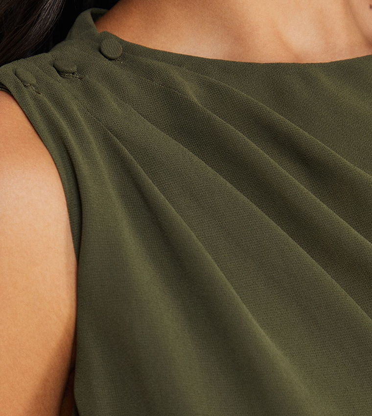 Satin Chiffon Mix One Shoulder Drape Jumpsuit