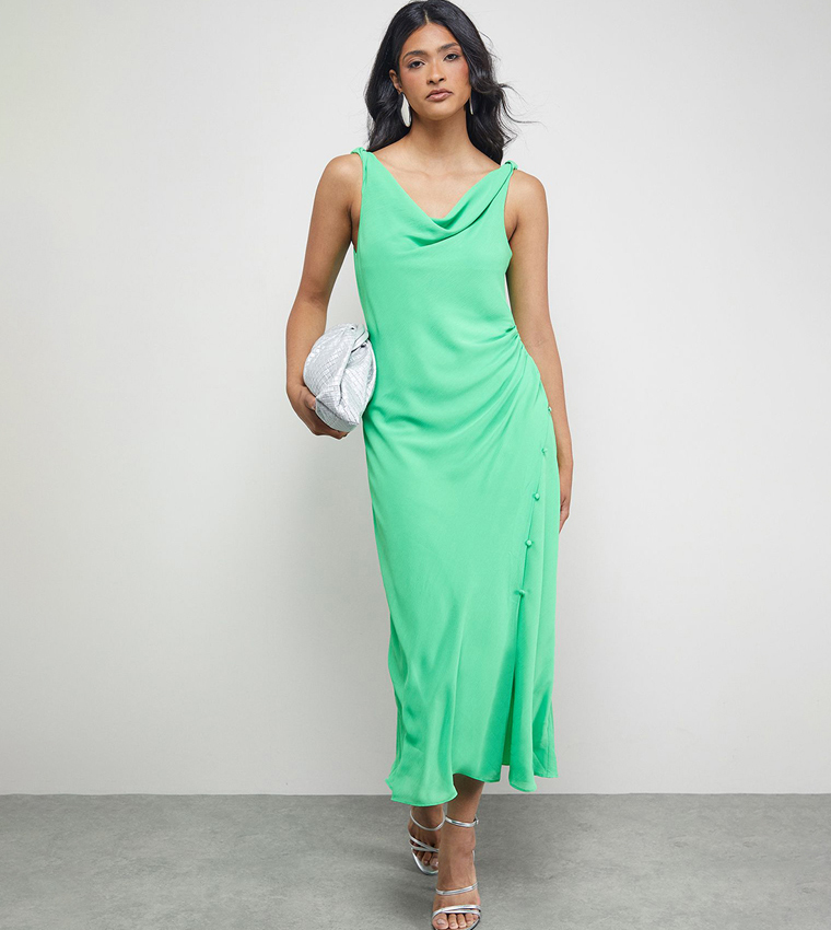 Tony Chiffon Cowl Neck Wrap Midi Slip Dress