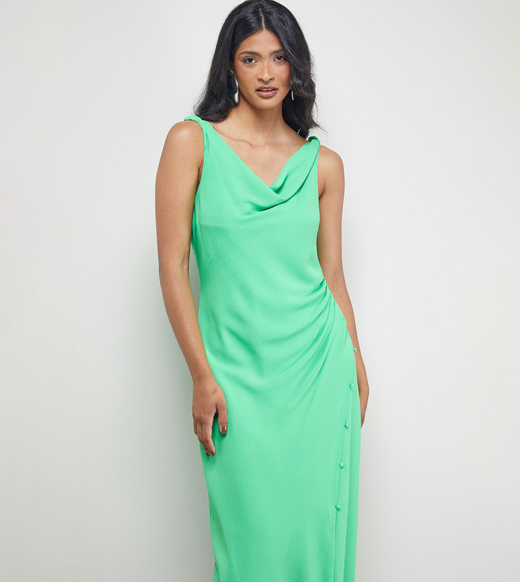 Tony Chiffon Cowl Neck Wrap Midi Slip Dress