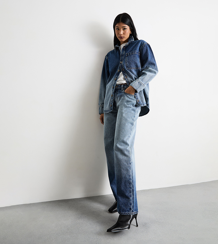 Ombre Oversized Denim Shirt