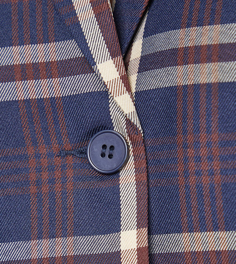 Plaid Lapel Collar Cropped Blazer