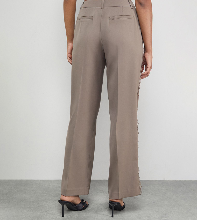 Lace Trim Wide Leg Trousers