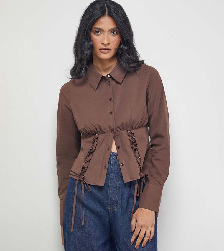 Lattice Front Fitted Waist Shirt