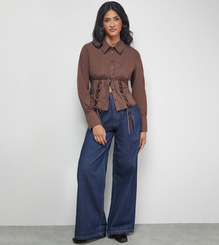 Lattice Front Fitted Waist Shirt