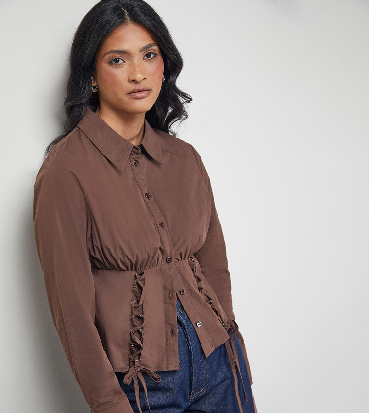 Lattice Front Fitted Waist Shirt