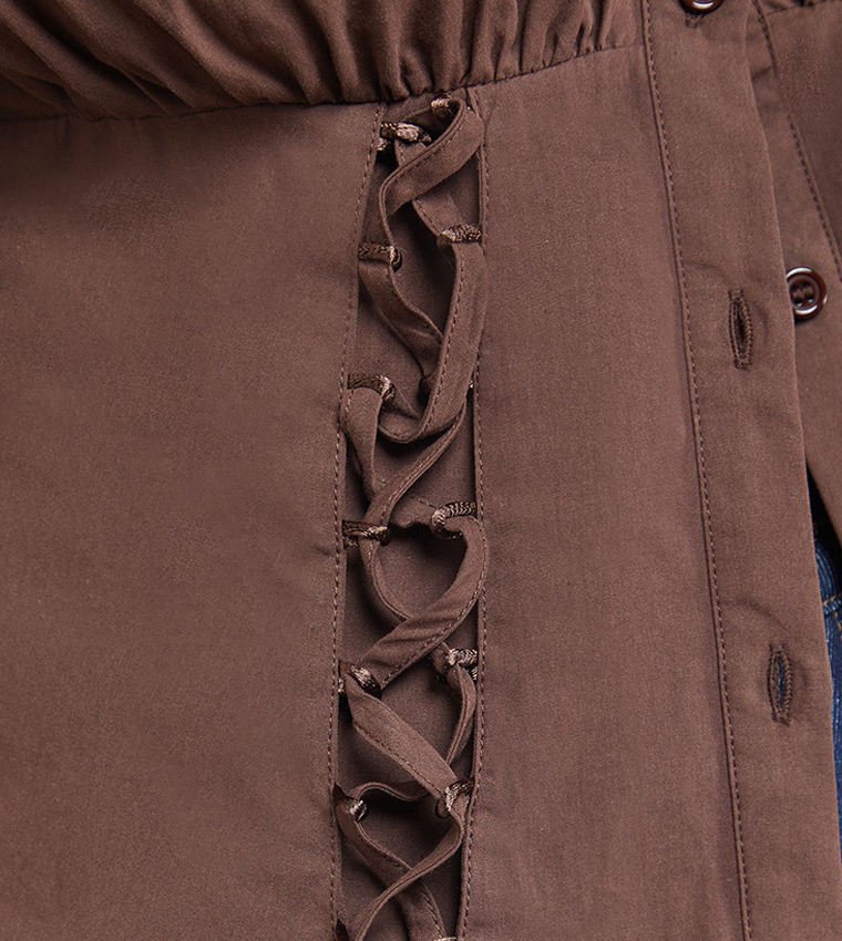 Lattice Front Fitted Waist Shirt