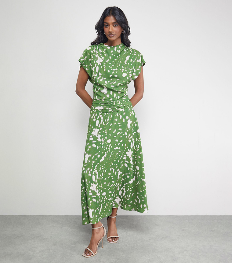 Buy Oasis Chiffon Drop Waist Midaxi Dress In Green | 6thStreet Qatar