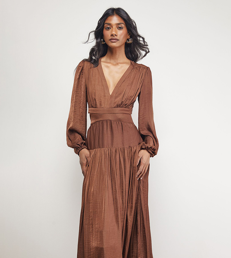 Premium Satin Open Back Maxi Dress
